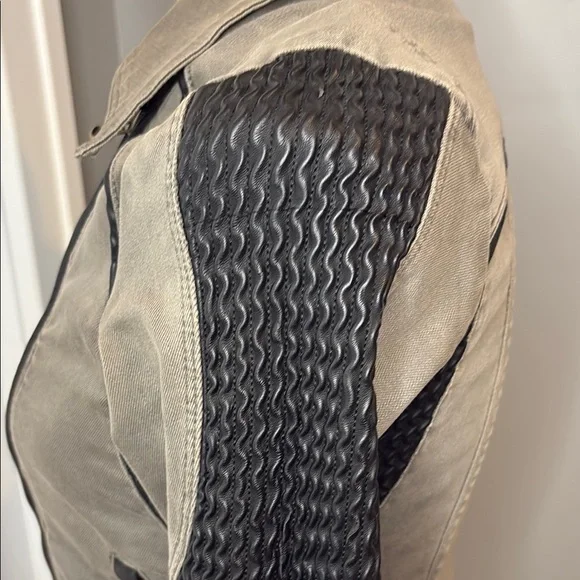 Blank NYC Olive Grey and Black Moto Jacket with Fitted Silhouette - Picture 6 of 16